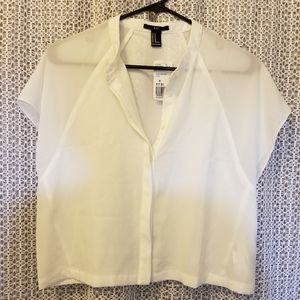 *NWT* Sheer White Button Up Crop Top